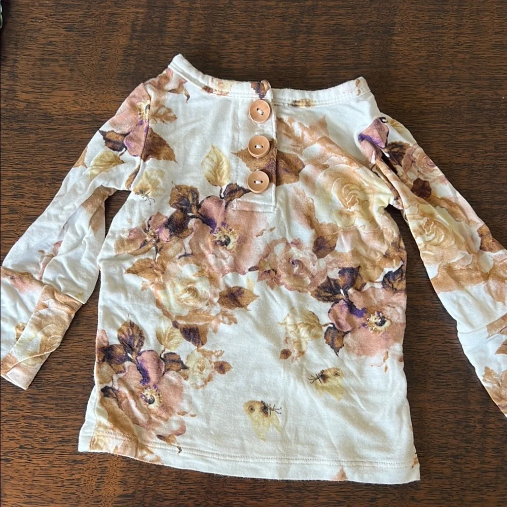 Floral Kids Pajamas Set - Cream and Brown - Picture 2 of 4
